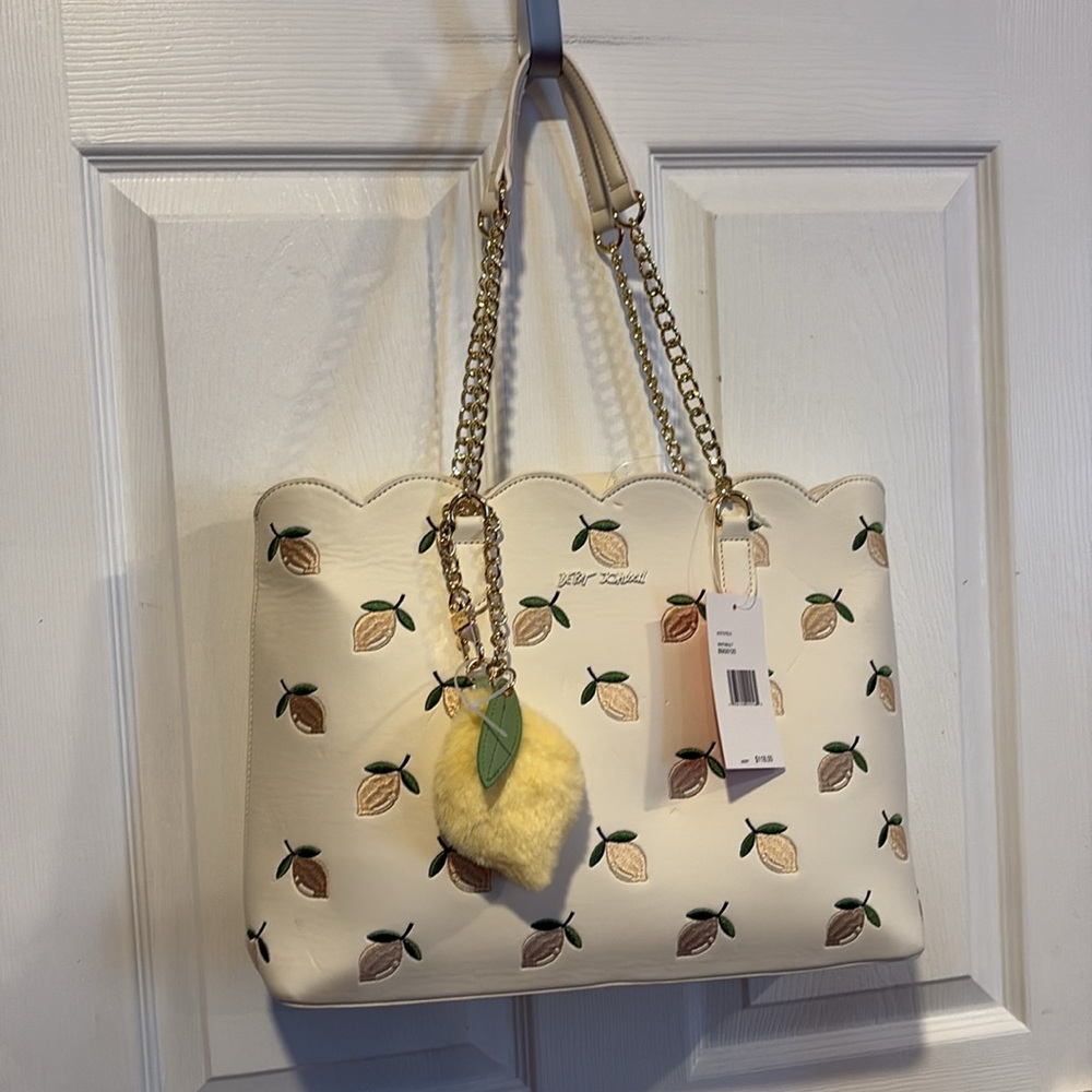 BNWT BETSEY JOHNSON XOTOTE-C Viral Lemon Print Cream Tote Bag